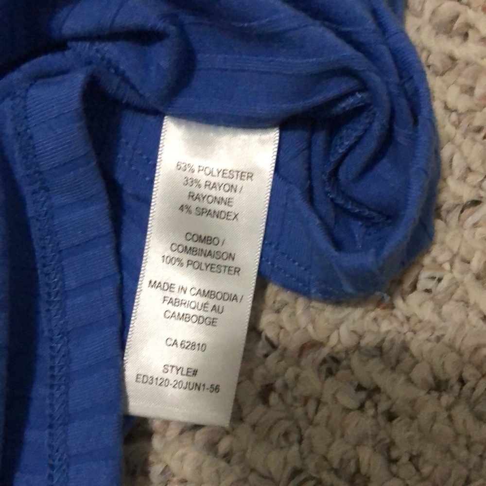 💜 S 💜 Blue Tank Buttons V-Neck Ribbed Henley - Picture 9 of 9